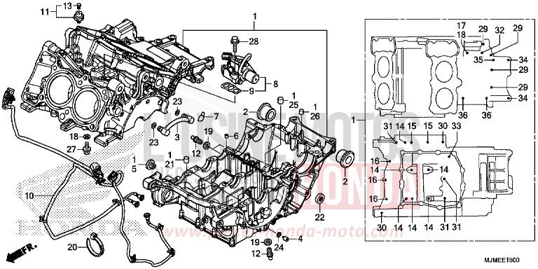 CARTER MOTEUR de VFR800X "Crossrunner" MAT GUNPOWDER BLACK METALLIC (NH436) 2015